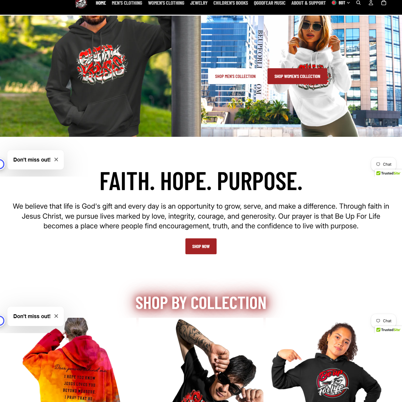 Screenshot of Be Up For Life — Apparel & Lifestyle